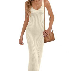 Y2K Sexy Rib-Knit Maxi Tank Dress – Slim Fit Vacation Outfit Maxi Dress